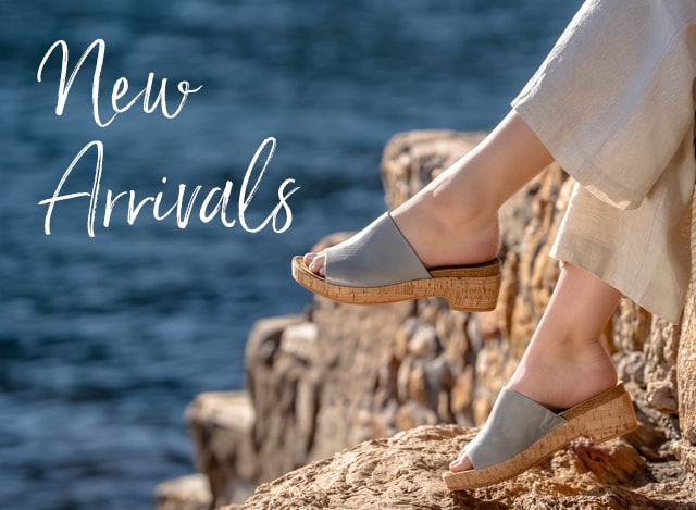 New Arrivals. Featured style: Cass Sandal in grey. Shop Cass.