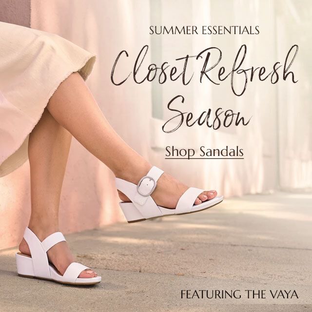 SUMMER ESSENTIALS Closet Refresh Season Shop Sandals. Featuring the Vaya.